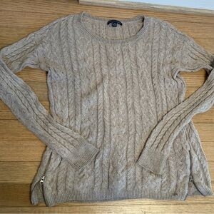 American Eagle Outfitters Taupe Cable Knit Sweater